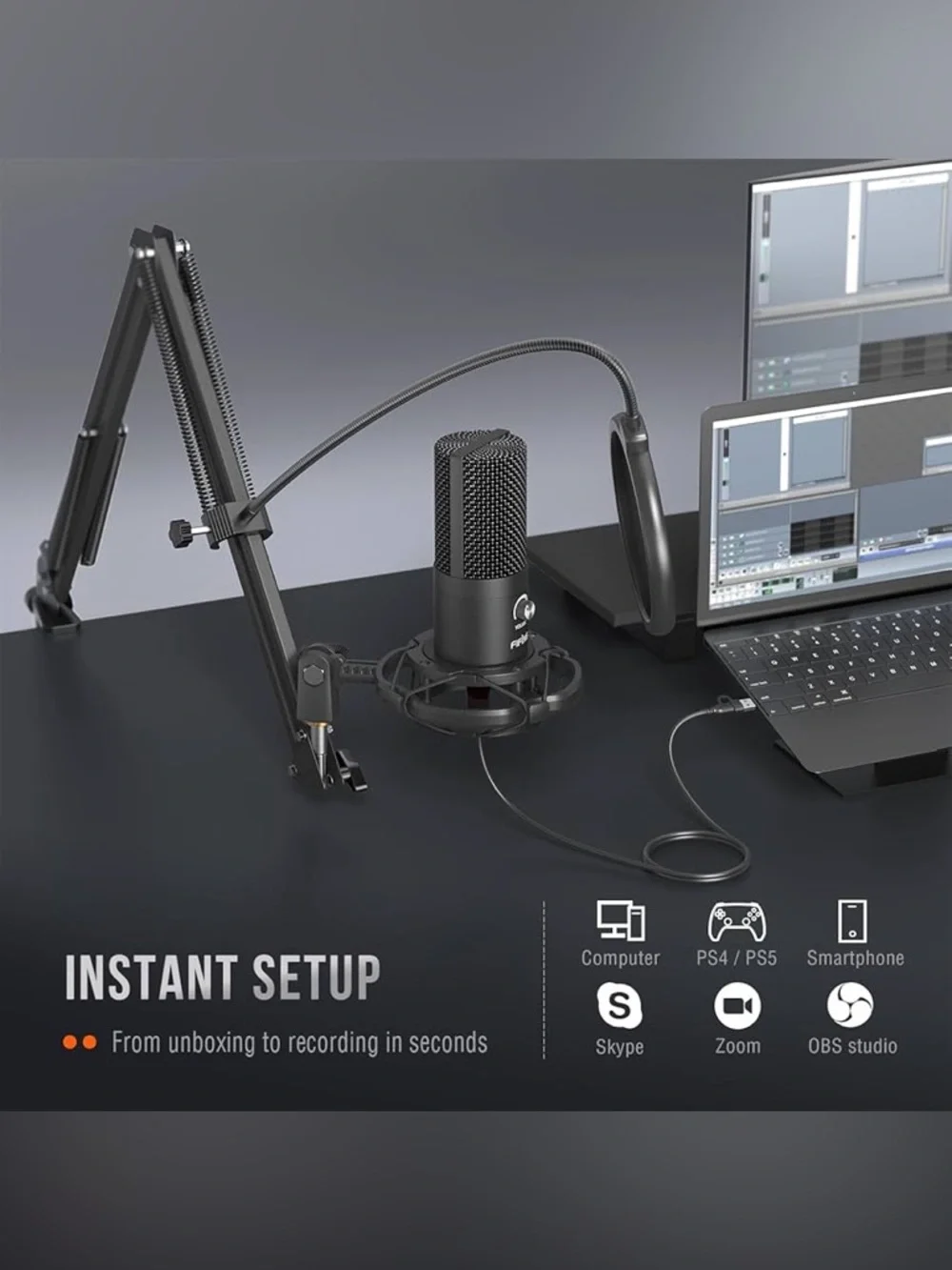 ✅ FIFINE T669 USB Studio Condenser Microphone Kit with Adjust